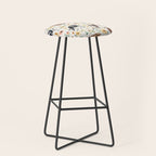 Cows with Pink and Yellow Flowers on Cream, Cow Illustration, Floral Stool Gallery Image 1