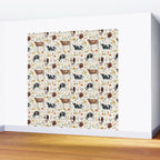 Cows with Pink and Yellow Flowers on Cream, Cow Illustration, Floral Wall Mural Gallery Image 2