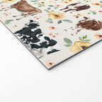 Cows with Pink and Yellow Flowers on Cream, Cow Illustration, Floral Welcome Mat Gallery Image 2