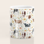 Cows with Pink and Yellow Flowers on Cream, Cow Illustration, Floral Coffee Mug Gallery Image 4