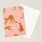 Cheetahs pattern on pink Stationery Card Gallery Image 2