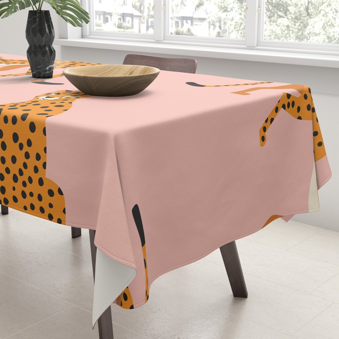 Cheetahs pattern on pink Tablecloth Gallery Image 3