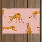 Cheetahs pattern on pink Outdoor Rug Gallery Image 1