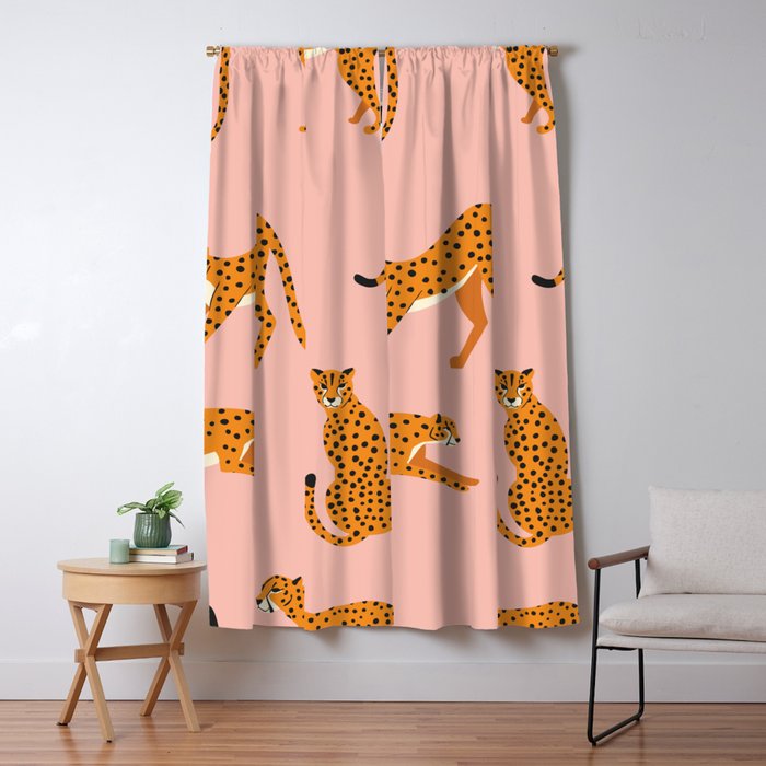 Cheetahs pattern on pink Window Curtain Gallery Image 1