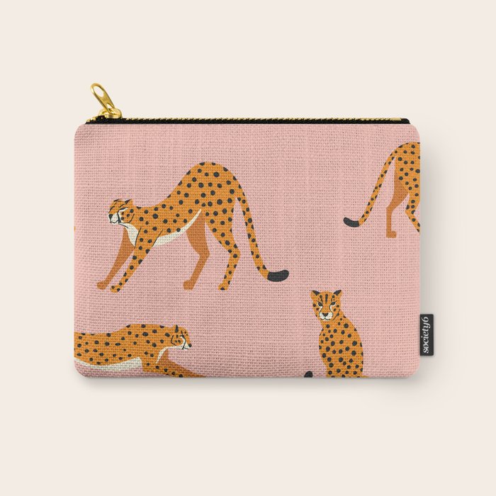 Cheetahs pattern on pink Carry All Pouch Gallery Image 1