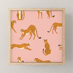 Cheetahs pattern on pink Mini Art Print Gallery Image 1