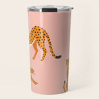 Cheetahs pattern on pink Travel Mug Gallery Image 1