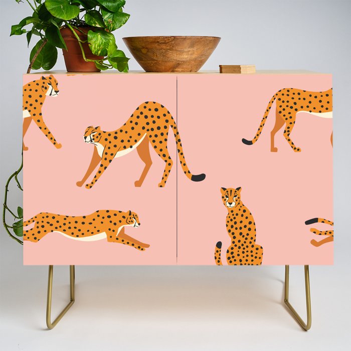 Cheetahs pattern on pink Credenza Gallery Image 1