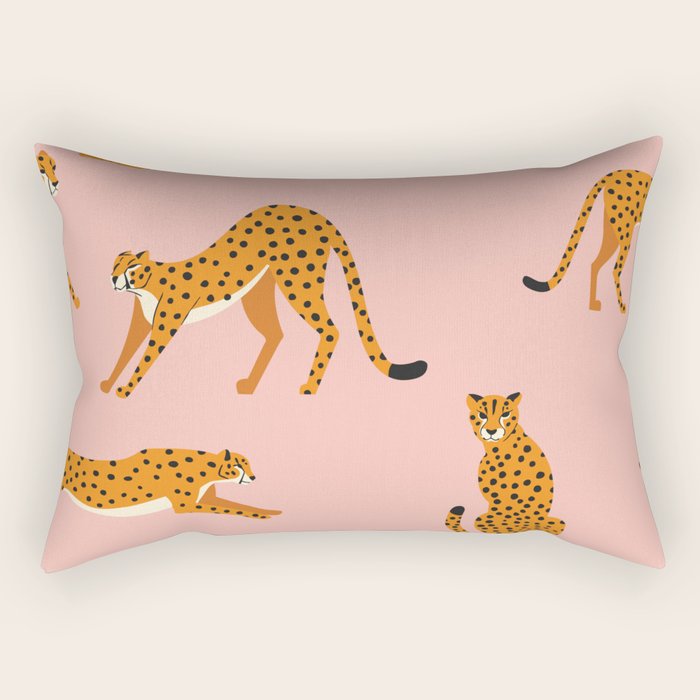 Cheetahs pattern on pink Rectangular Pillow Gallery Image 1
