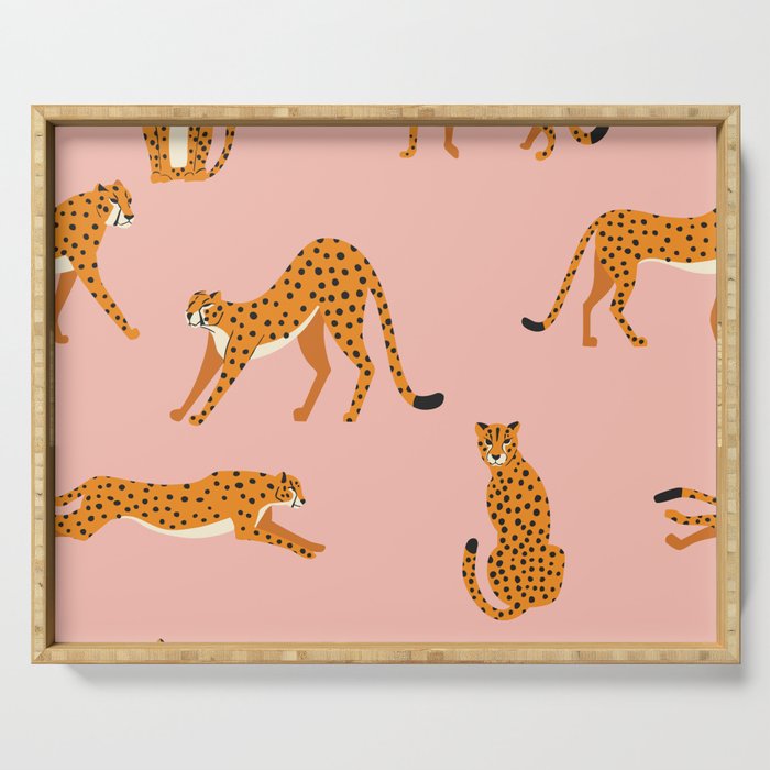 Cheetahs pattern on pink Serving Tray Gallery Image 1