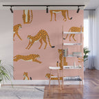 Cheetahs pattern on pink Wall Mural Gallery Image 1
