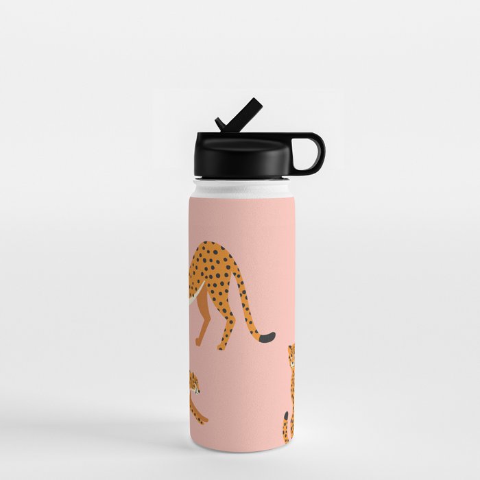 Cheetahs pattern on pink Water Bottle Gallery Image 1