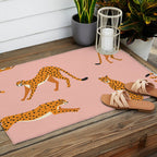 Cheetahs pattern on pink Outdoor Rug Gallery Image 2