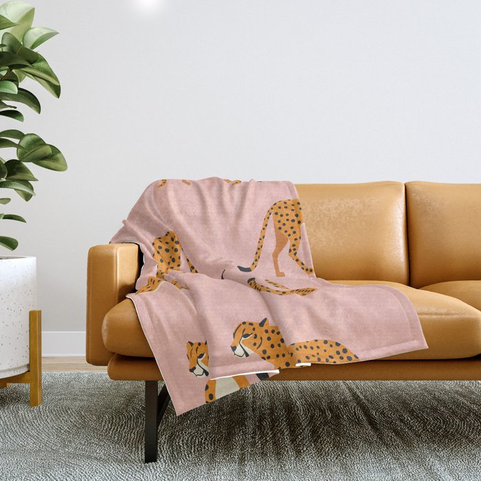 Cheetahs pattern on pink Throw Blanket Gallery Image 1