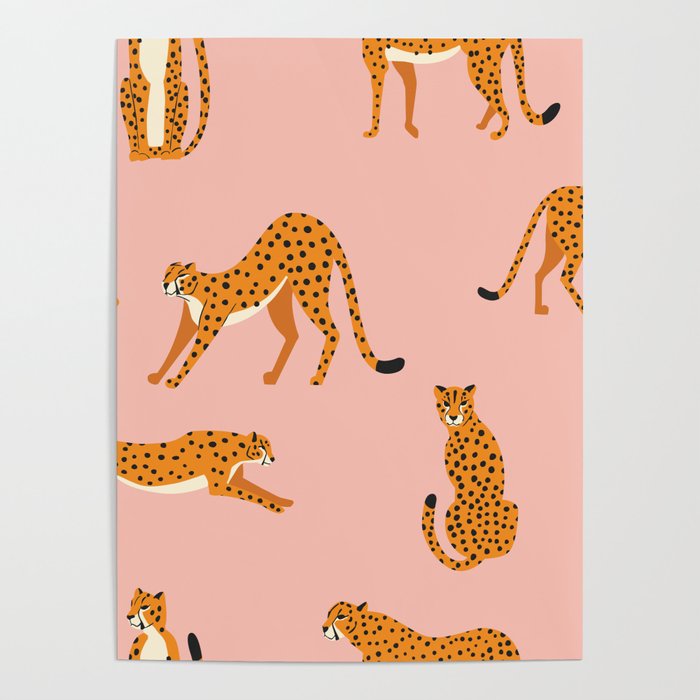 Cheetahs pattern on pink Poster Gallery Image 4