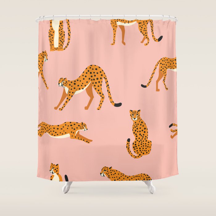 Cheetahs pattern on pink Shower Curtain Gallery Image 1