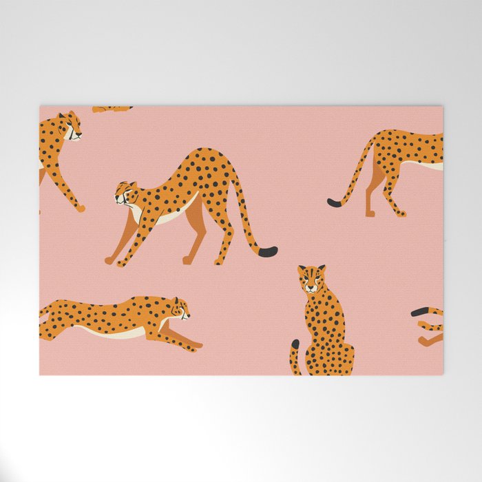Cheetahs pattern on pink Welcome Mat Gallery Image 1
