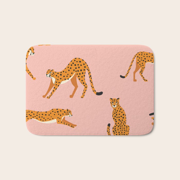 Cheetahs pattern on pink Bath Mat Gallery Image 1