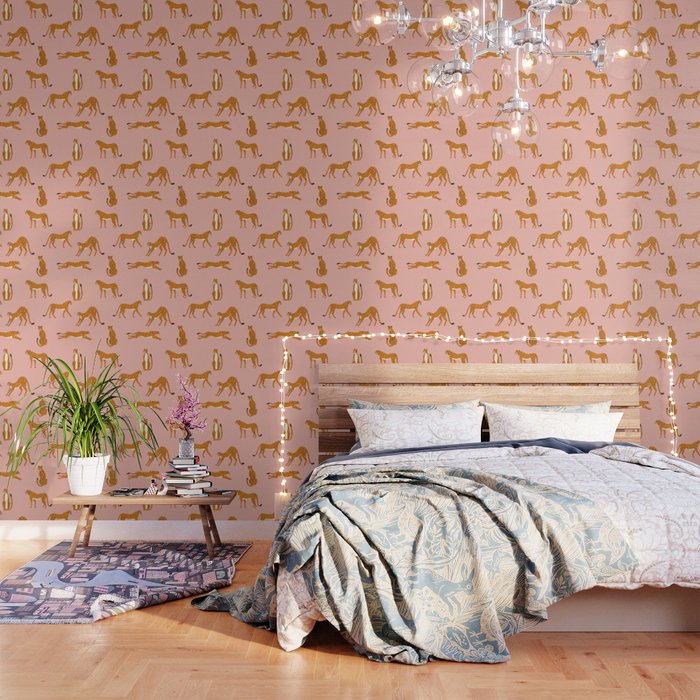 Cheetahs pattern on pink Wallpaper Gallery Image 3