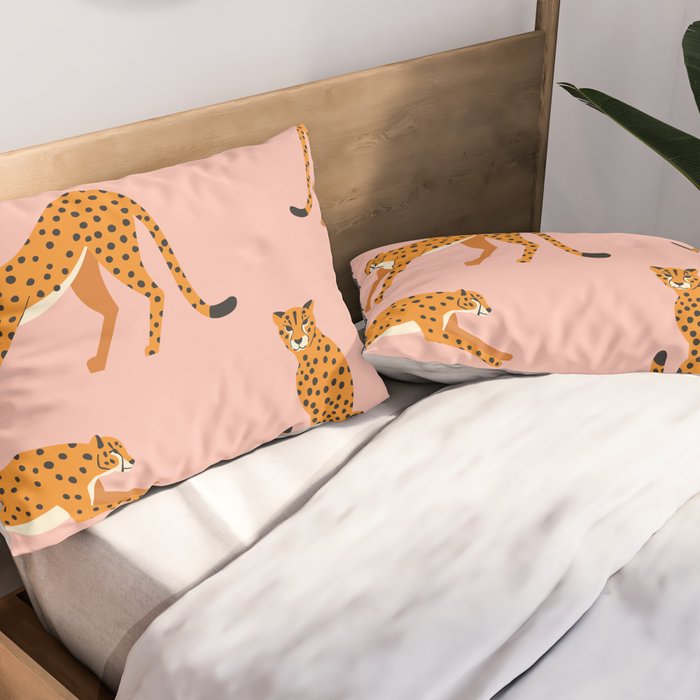 Cheetahs pattern on pink Pillow Sham Gallery Image 2