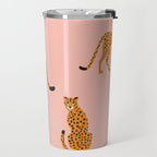 Cheetahs pattern on pink Travel Mug Gallery Image 2