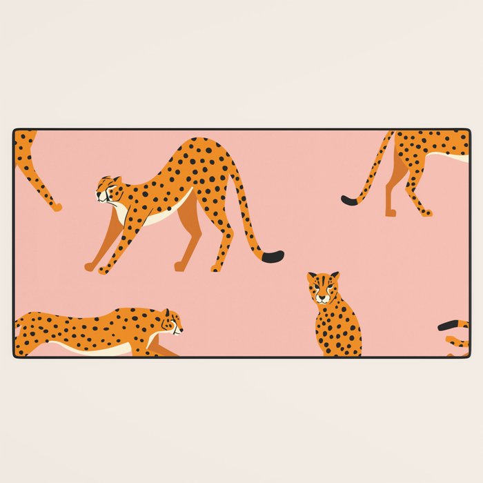 Cheetahs pattern on pink Desk Mat Gallery Image 3
