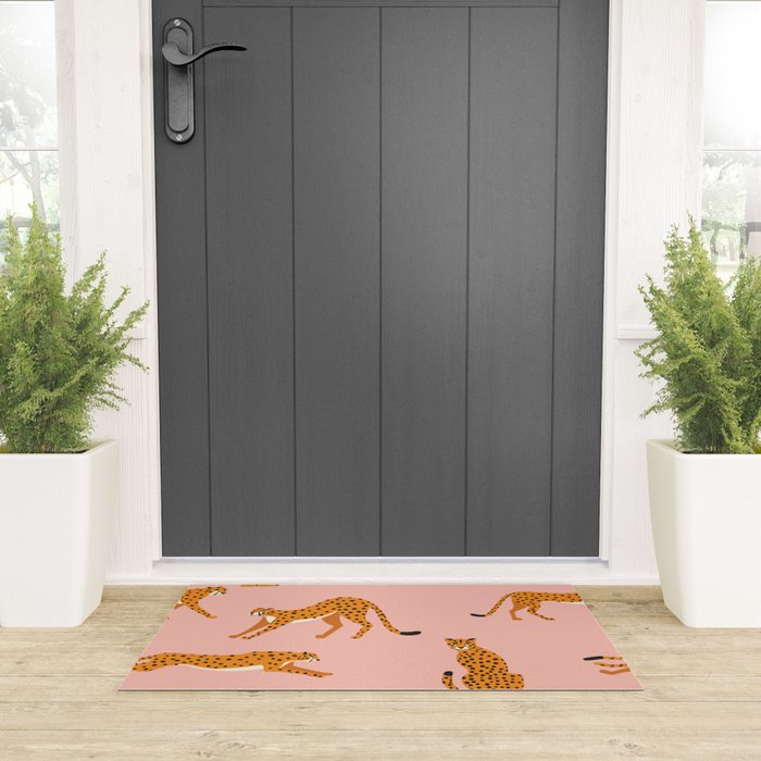 Cheetahs pattern on pink Welcome Mat Gallery Image 3