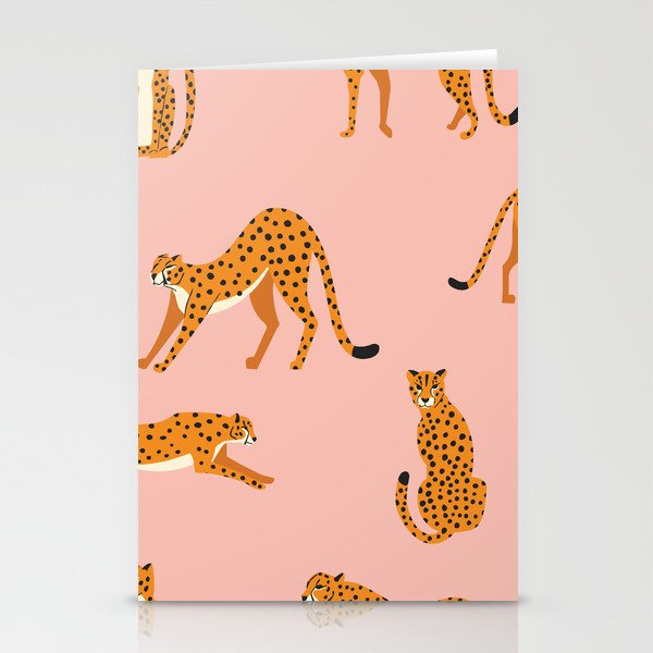 Cheetahs pattern on pink Stationery Card Gallery Image 2