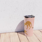 Cheetahs pattern on pink Travel Mug Gallery Image 4