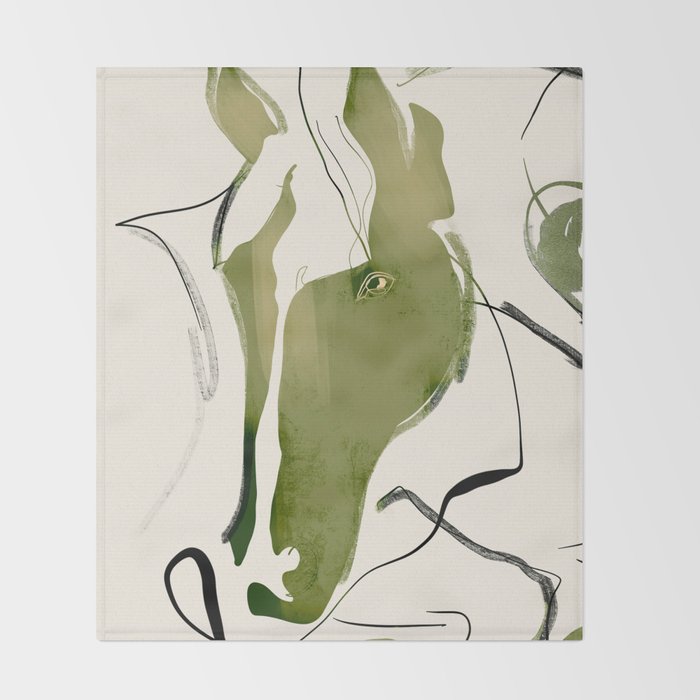 Abstract Minimal Horse Throw Blanket Gallery Image 2