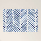 Indigo herringbone - watercolor blue chevron Welcome Mat Gallery Image 1