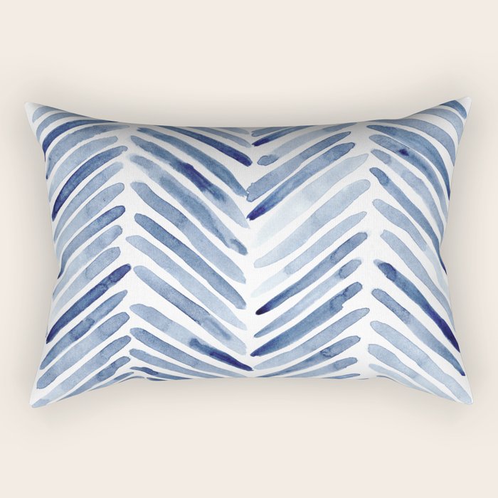 Indigo herringbone - watercolor blue chevron Rectangular Pillow
