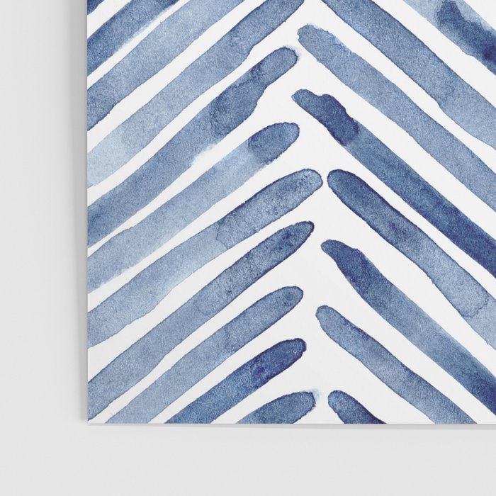 Indigo herringbone - watercolor blue chevron Poster Gallery Image 3