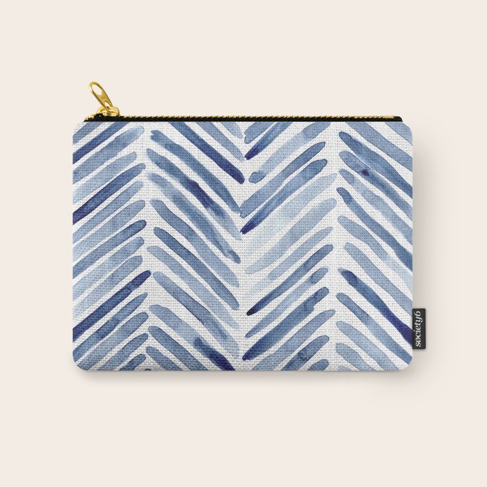 Indigo herringbone - watercolor blue chevron Carry All Pouch Gallery Image 1