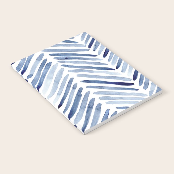 Indigo herringbone - watercolor blue chevron Notebook Gallery Image 2