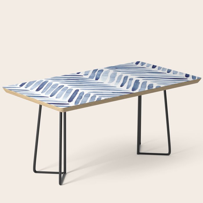 Indigo herringbone - watercolor blue chevron Coffee Table Gallery Image 1