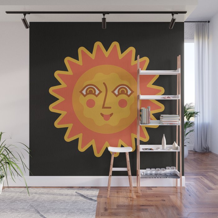 Sunshine Faces - Charcoal Wall Mural Gallery Image 1