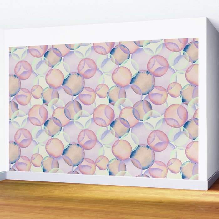 Watercolor circles overlay Wall Mural Gallery Image 2