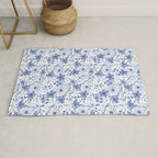 Blue and White Watercolor Florals Rug Gallery Image 1