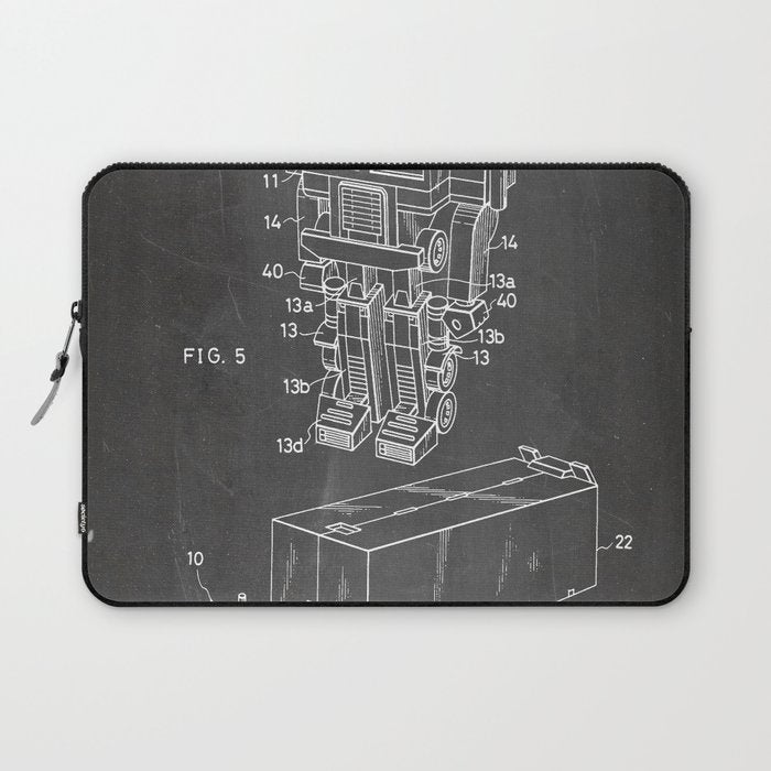Optimus Prime Patent - Transformers Fan Comic Book Geek Art - Black Chalkboard Laptop Sleeve Gallery Image 1