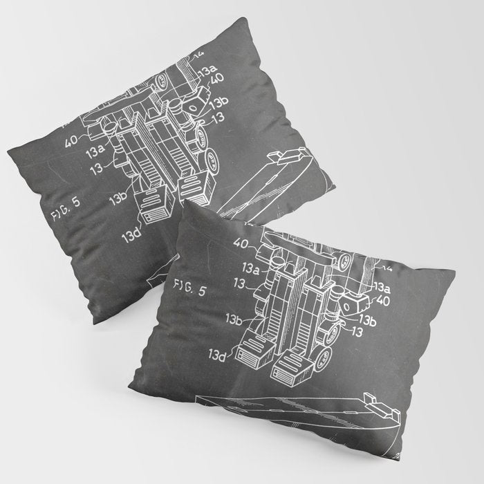 Optimus Prime Patent - Transformers Fan Comic Book Geek Art - Black Chalkboard Pillow Sham Gallery Image 1