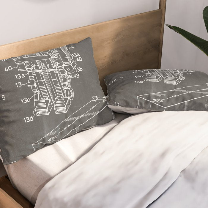 Optimus Prime Patent - Transformers Fan Comic Book Geek Art - Black Chalkboard Pillow Sham Gallery Image 2