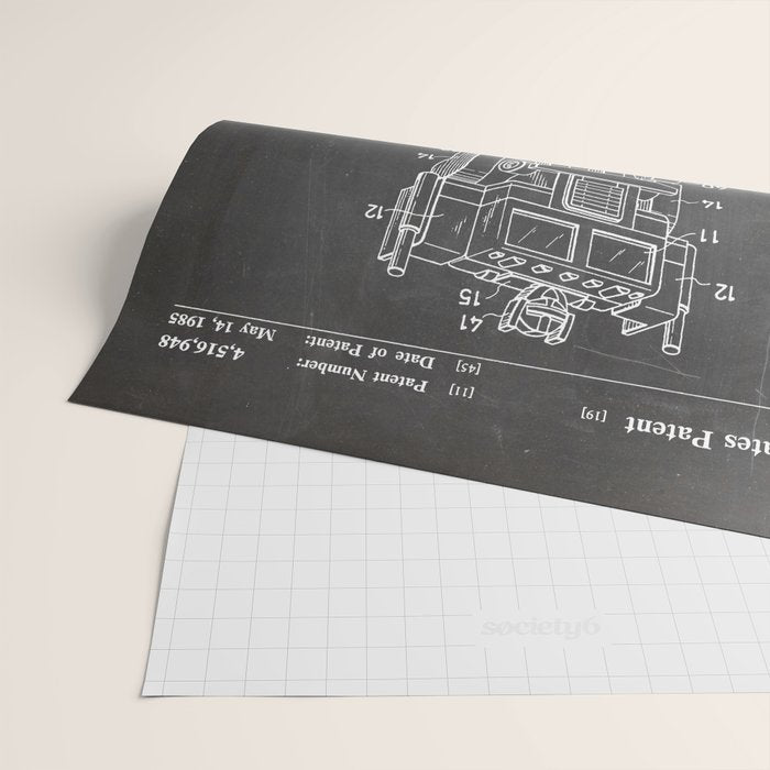 Optimus Prime Patent - Transformers Fan Comic Book Geek Art - Black Chalkboard Wrapping Paper Gallery Image 2