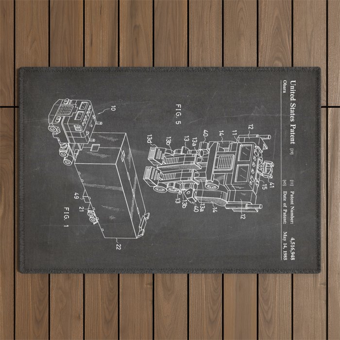 Optimus Prime Patent - Transformers Fan Comic Book Geek Art - Black Chalkboard Outdoor Rug Gallery Image 1