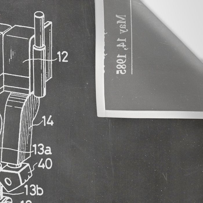 Optimus Prime Patent - Transformers Fan Comic Book Geek Art - Black Chalkboard Wall Tapestry Gallery Image 3
