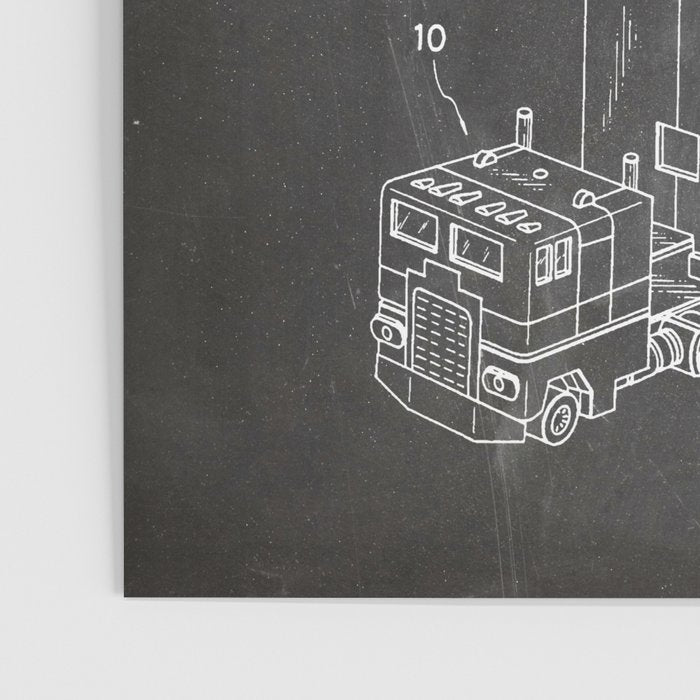 Optimus Prime Patent - Transformers Fan Comic Book Geek Art - Black Chalkboard Poster Gallery Image 3