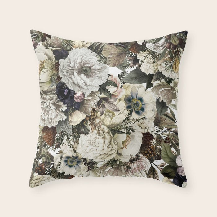 Christmas Vintage Floral Throw Pillow Gallery Image 1