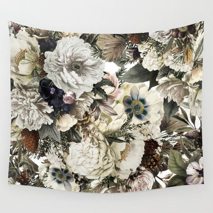 Christmas Vintage Floral Wall Tapestry Gallery Image 4