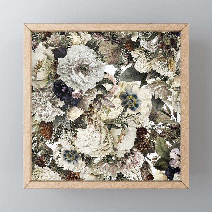 Christmas Vintage Floral Mini Art Print Gallery Image 1