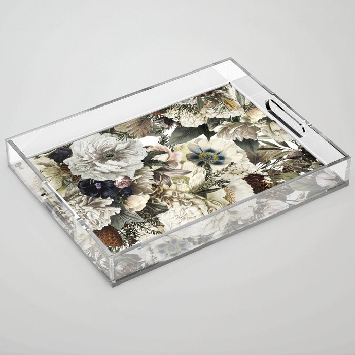 Christmas Vintage Floral Acrylic Tray Gallery Image 1